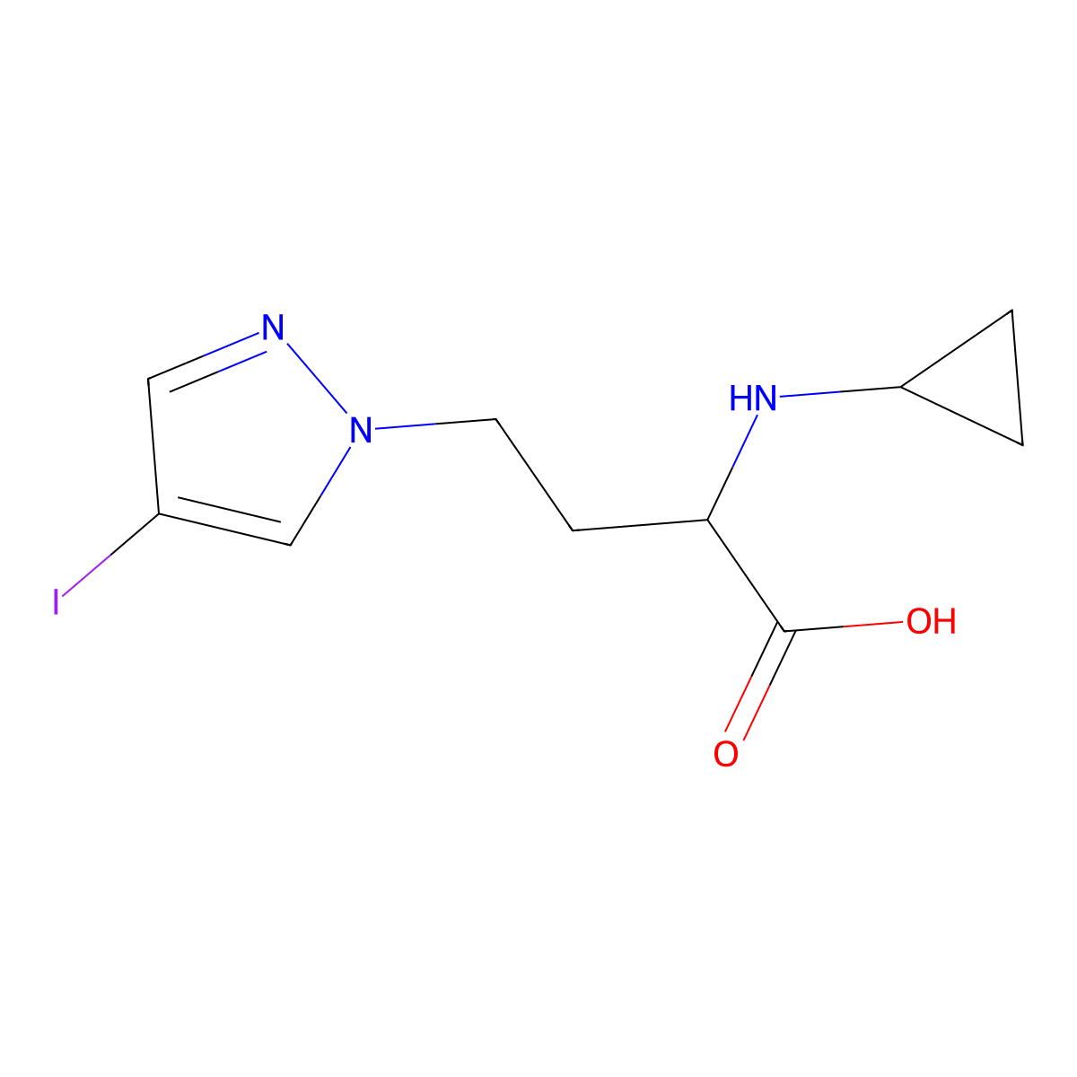 2-(Cyclopropylamino)-4-(4-iodo-1h-pyrazol-1-yl)butanoic acid molecular structure, CAS 1339216-30-6