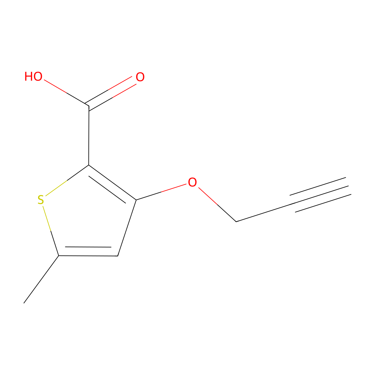 5-Methyl-3-(prop-2-yn-1-yloxy)thiophene-2-carboxylic acid molecular structure, CAS 1339217-98-9