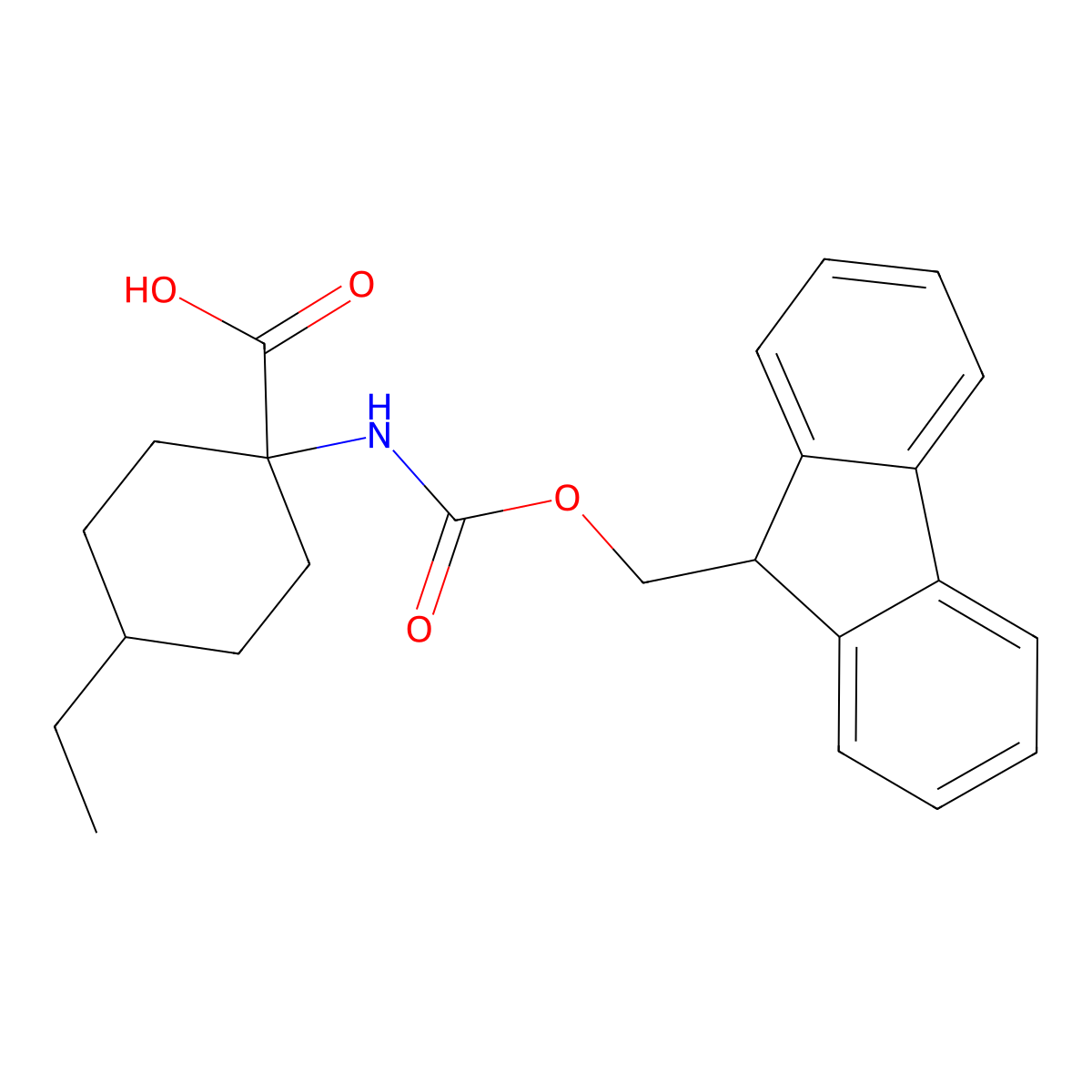 1-((((9h-Fluoren-9-yl)methoxy)carbonyl)amino)-4-ethylcyclohexane-1-carboxylic acid molecular structure, CAS 1339220-30-2