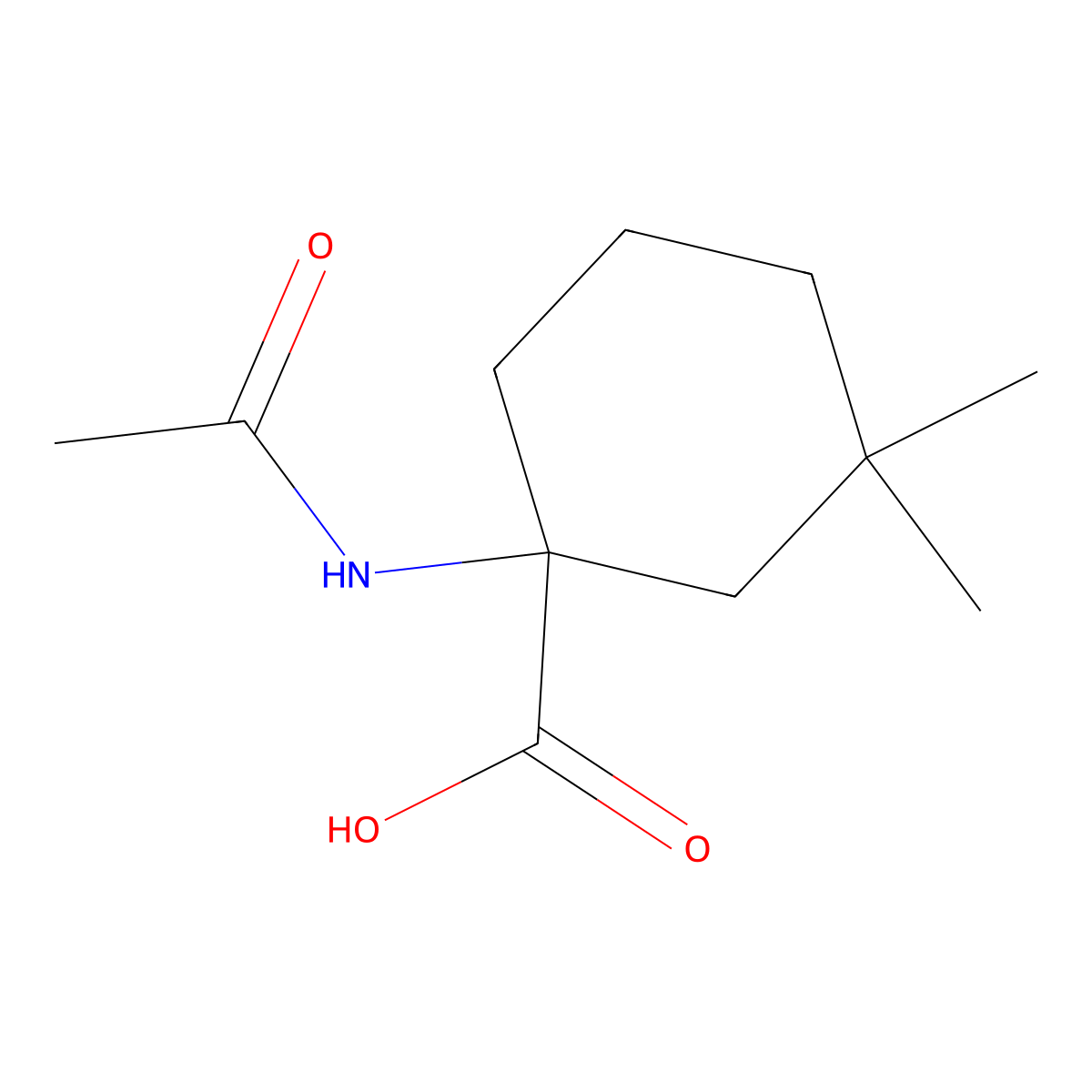 1-Acetamido-3,3-dimethylcyclohexane-1-carboxylic acid molecular structure, CAS 1339221-68-9