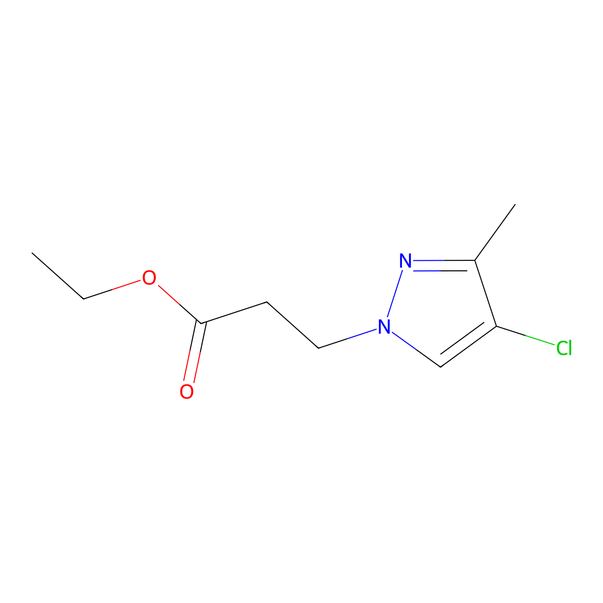 Ethyl 3-(4-chloro-3-methyl-1H-pyrazol-1-yl)propanoate molecular structure, CAS 1339226-59-3