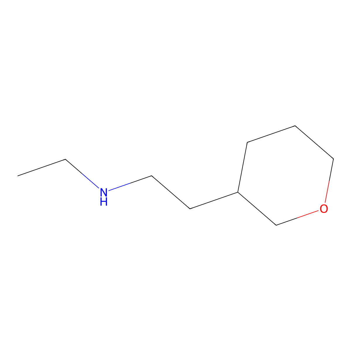 N-Ethyl-2-(tetrahydro-2H-pyran-3-yl)ethanamine molecular structure, CAS 1339227-38-1