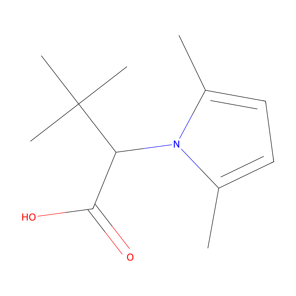 2-(2,5-dimethyl-1H-pyrrol-1-yl)-3,3-dimethylbutanoic acid molecular structure, CAS 1339230-23-7