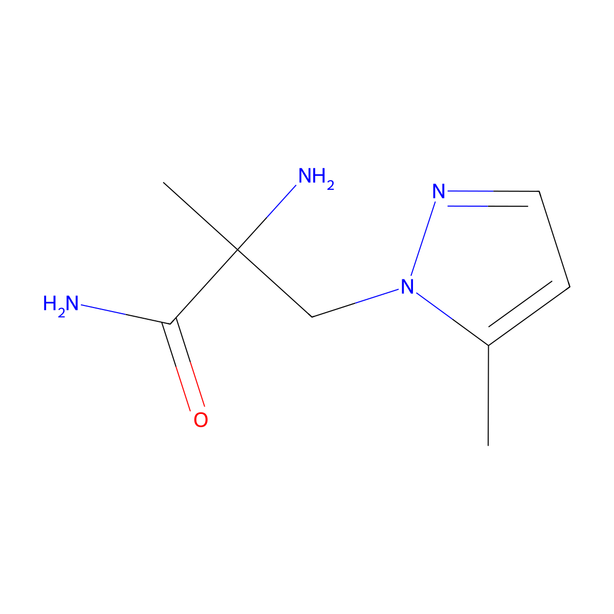 2-Amino-2-methyl-3-(5-methyl-1H-pyrazol-1-yl)propanamide molecular structure, CAS 1339234-00-2