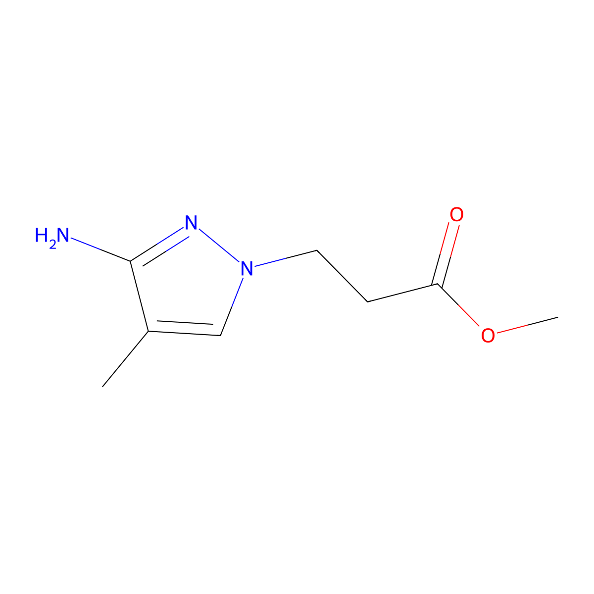 Methyl 3-(3-amino-4-methyl-1h-pyrazol-1-yl)propanoate molecular structure, CAS 1339236-85-9