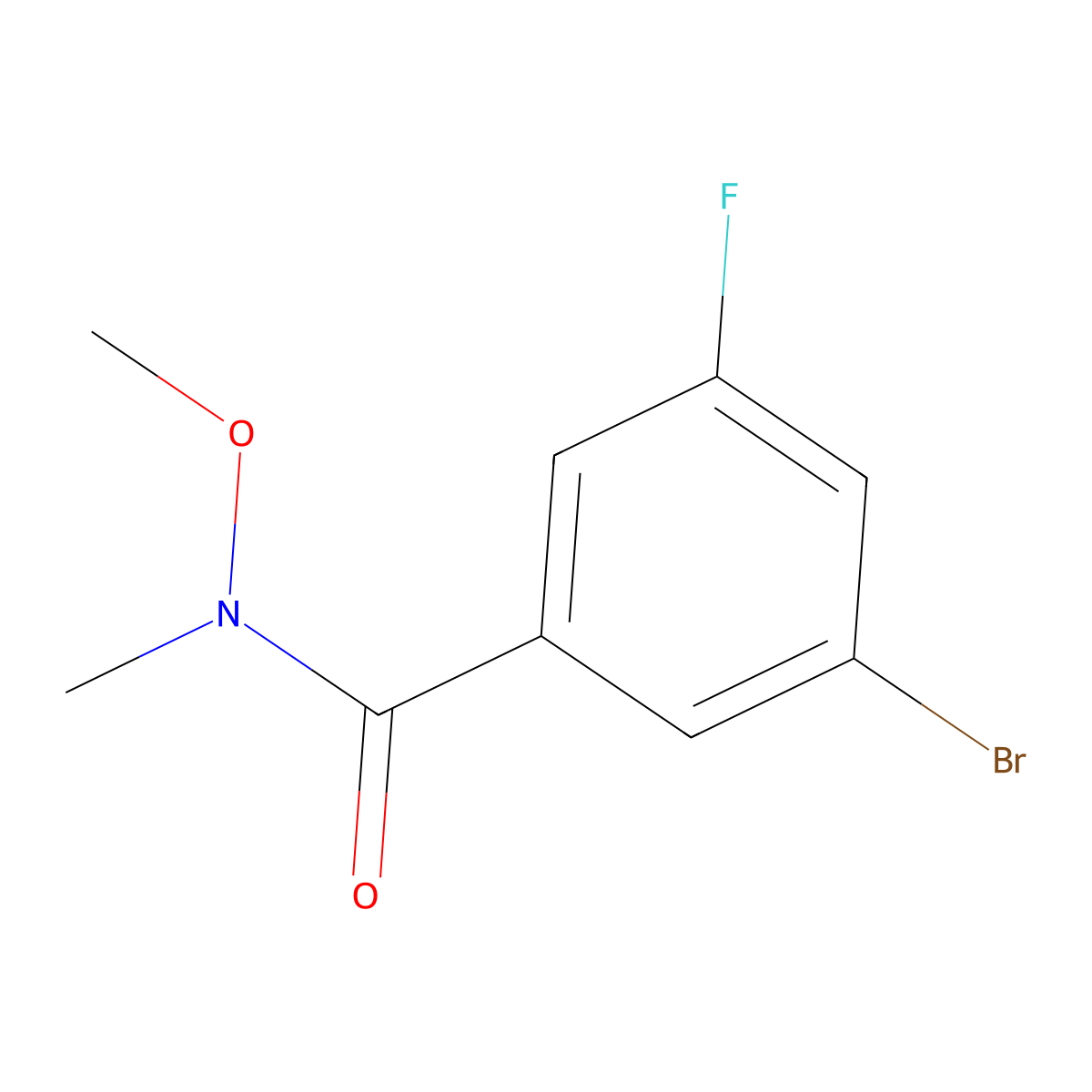 3-bromo-5-fluoro-N-methoxy-N-methylbenzamide molecular structure, CAS 1339239-30-3