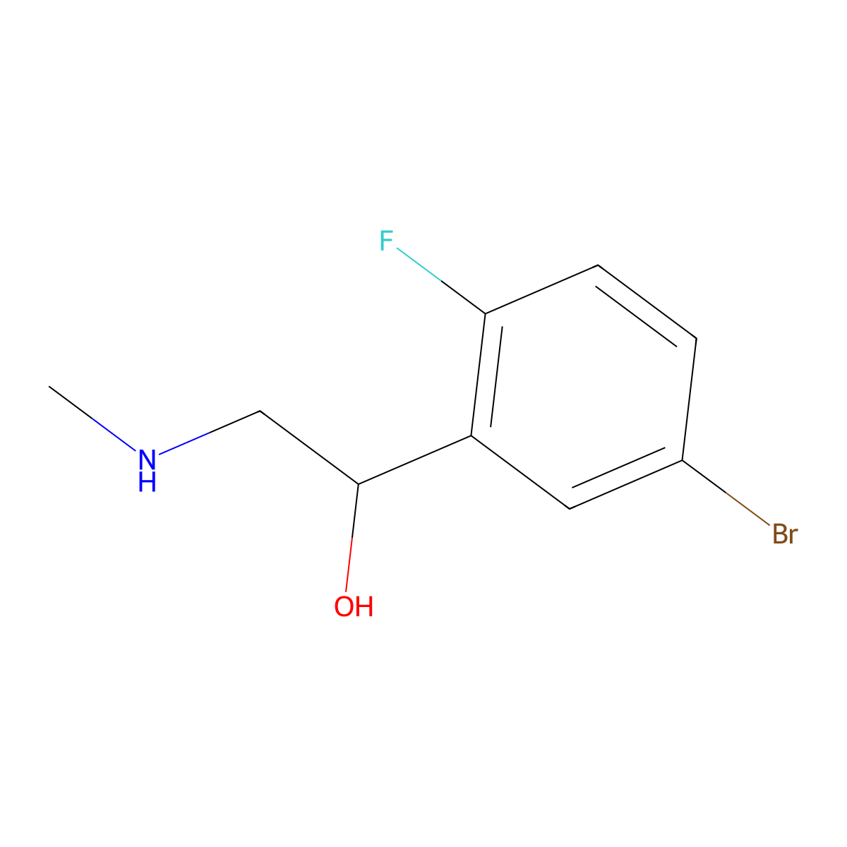 1-(5-Bromo-2-fluorophenyl)-2-(methylamino)ethan-1-ol molecular structure, CAS 1339240-72-0