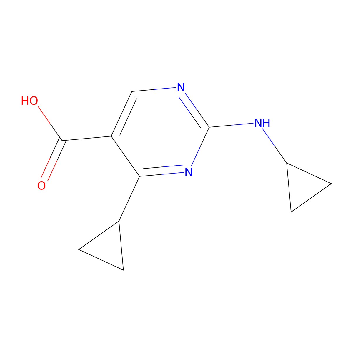 4-Cyclopropyl-2-(cyclopropylamino)pyrimidine-5-carboxylic acid molecular structure, CAS 1339250-72-4