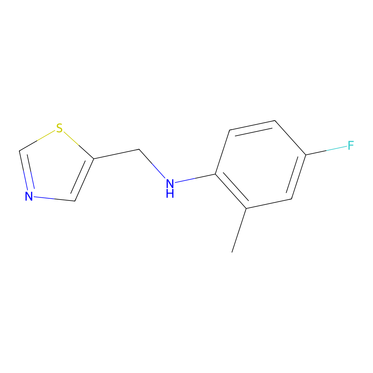 4-Fluoro-2-methyl-N-(thiazol-5-ylmethyl)aniline molecular structure, CAS 1339251-15-8