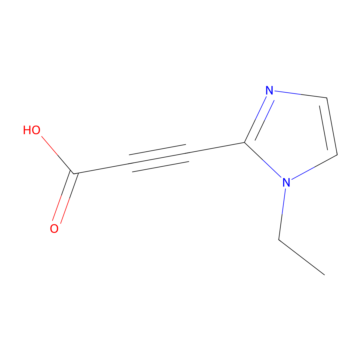 3-(1-ethyl-1H-imidazol-2-yl)prop-2-ynoic acid molecular structure, CAS 1339251-99-8