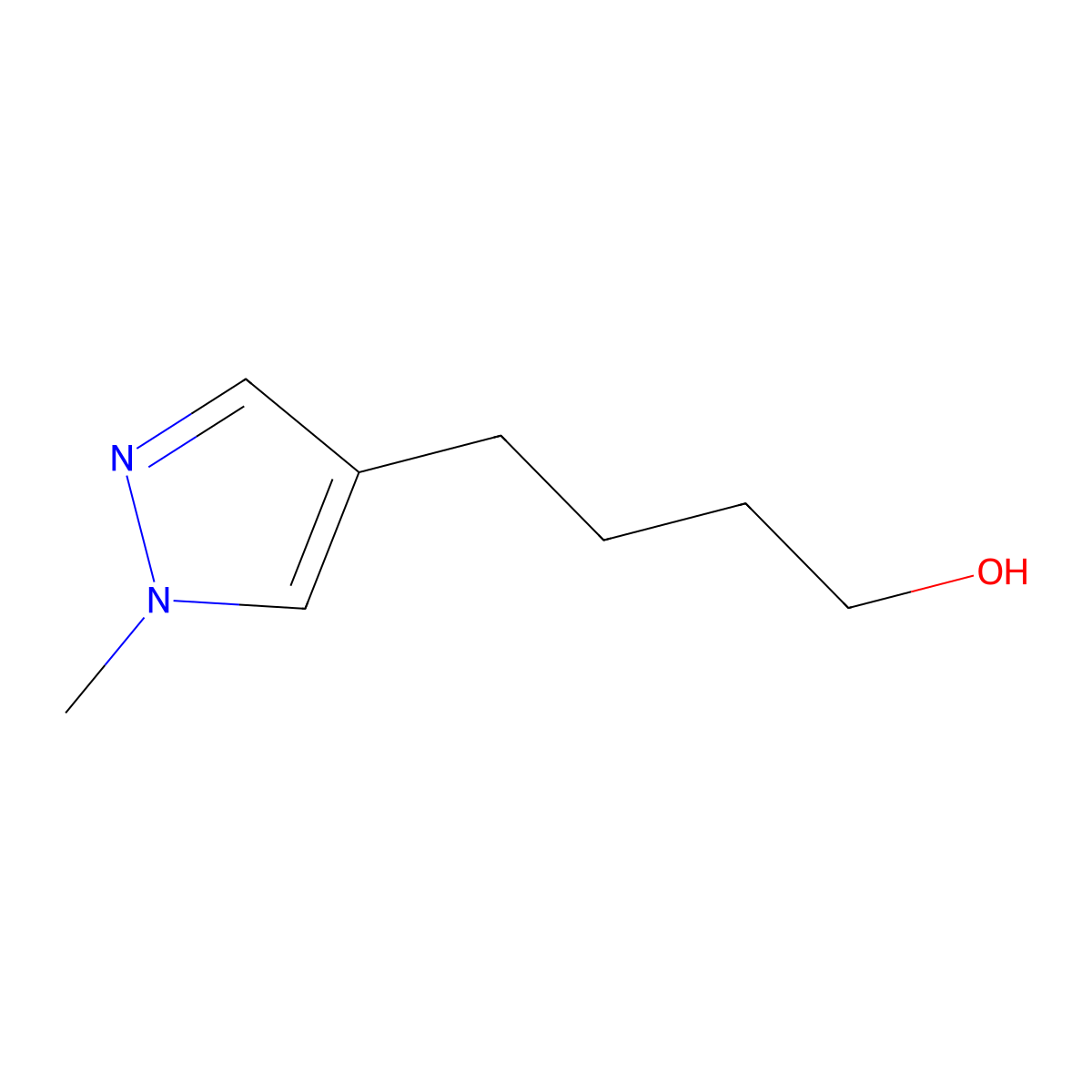 4-(1-methyl-1H-pyrazol-4-yl)butan-1-ol molecular structure, CAS 1339256-72-2