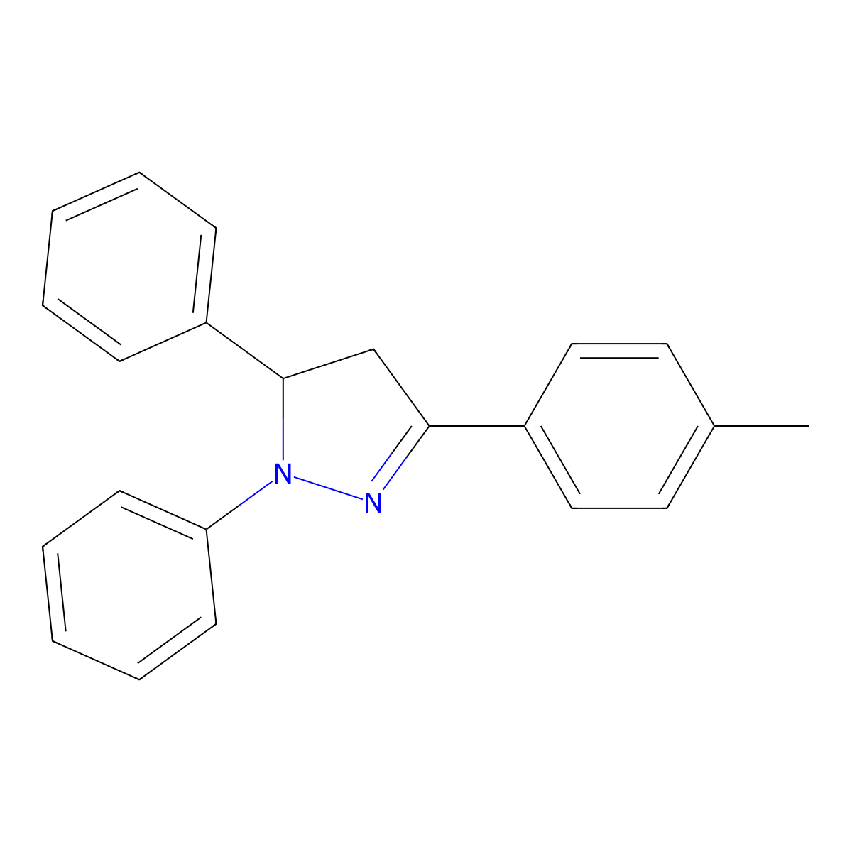 1H-Pyrazole, 4,5-dihydro-3-(4-methylphenyl)-1,5-diphenyl- molecular structure, CAS 13393-41-4