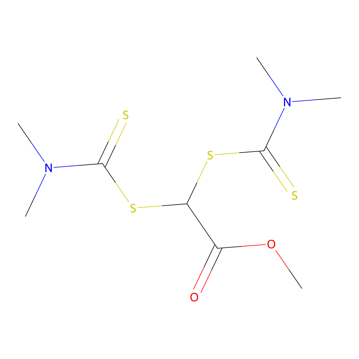 Acetic acid, 2,2-bis[[(dimethylamino)thioxomethyl]thio]-, methyl ester molecular structure, CAS 13393-56-1