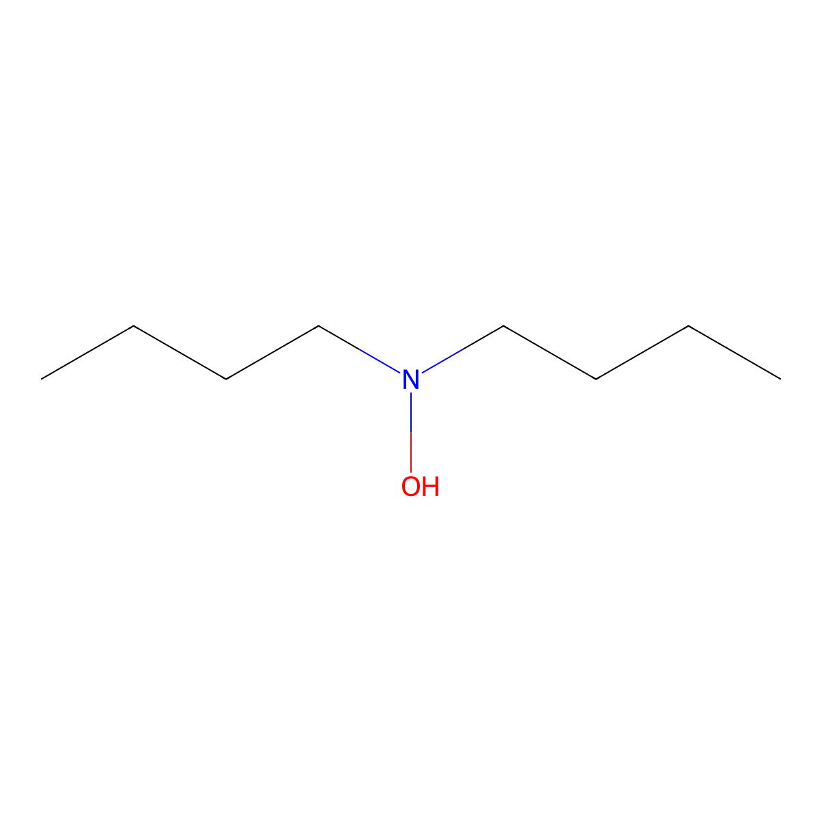 Dibutylhydroxylamine molecular structure, CAS 13393-61-8