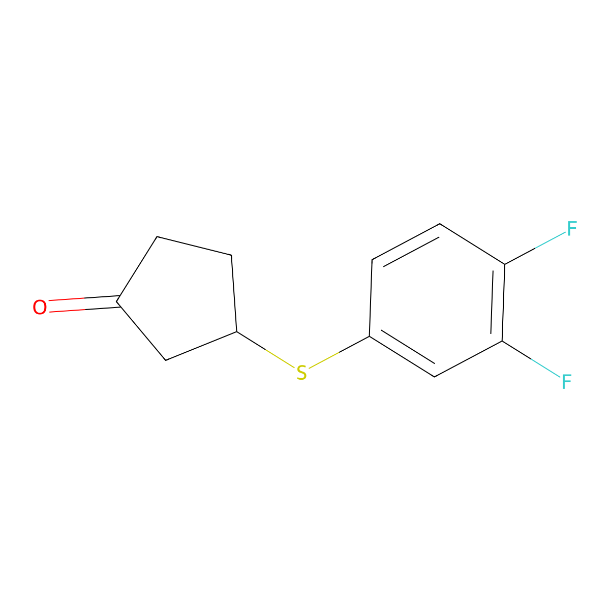 3-[(3,4-Difluorophenyl)sulfanyl]cyclopentan-1-one molecular structure, CAS 1339318-08-9