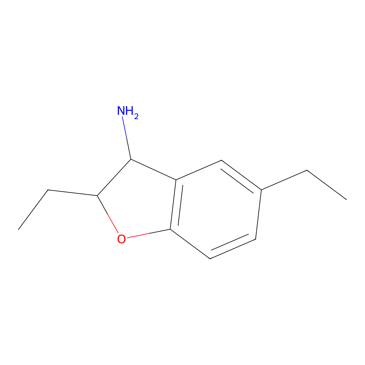 2,5-Diethyl-2,3-dihydro-1-benzofuran-3-amine molecular structure, CAS 1339318-39-6