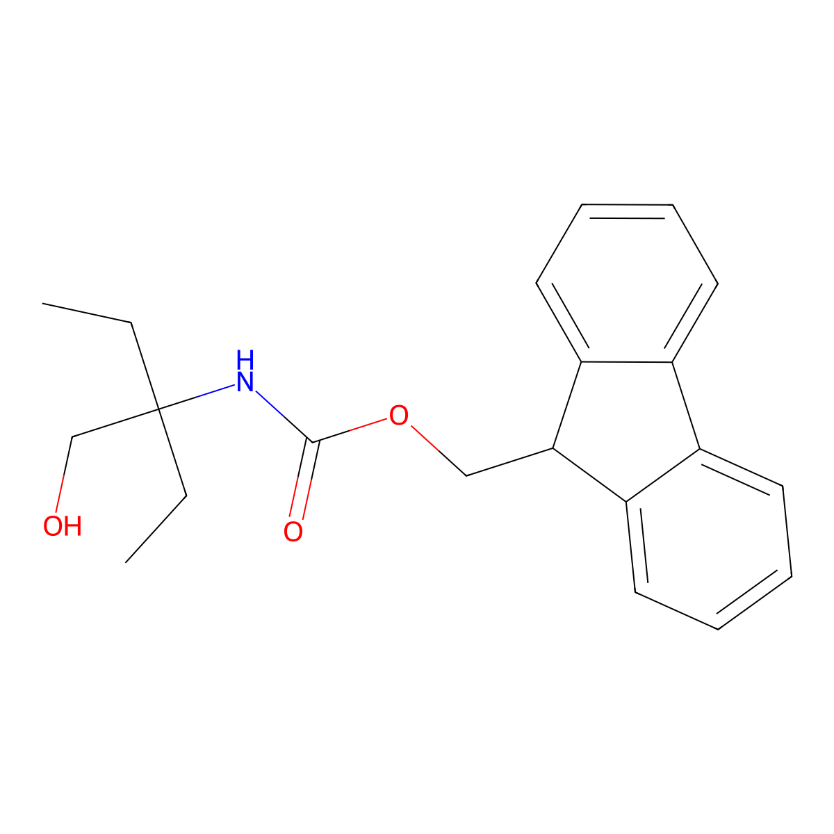 (9H-fluoren-9-yl)methyl N-(2-ethyl-1-hydroxybutan-2-yl)carbamate molecular structure, CAS 1339320-13-6