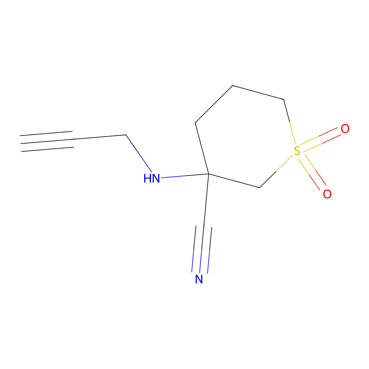3-(Prop-2-yn-1-ylamino)tetrahydro-2H-thiopyran-3-carbonitrile 1,1-dioxide molecular structure, CAS 1339320-66-9