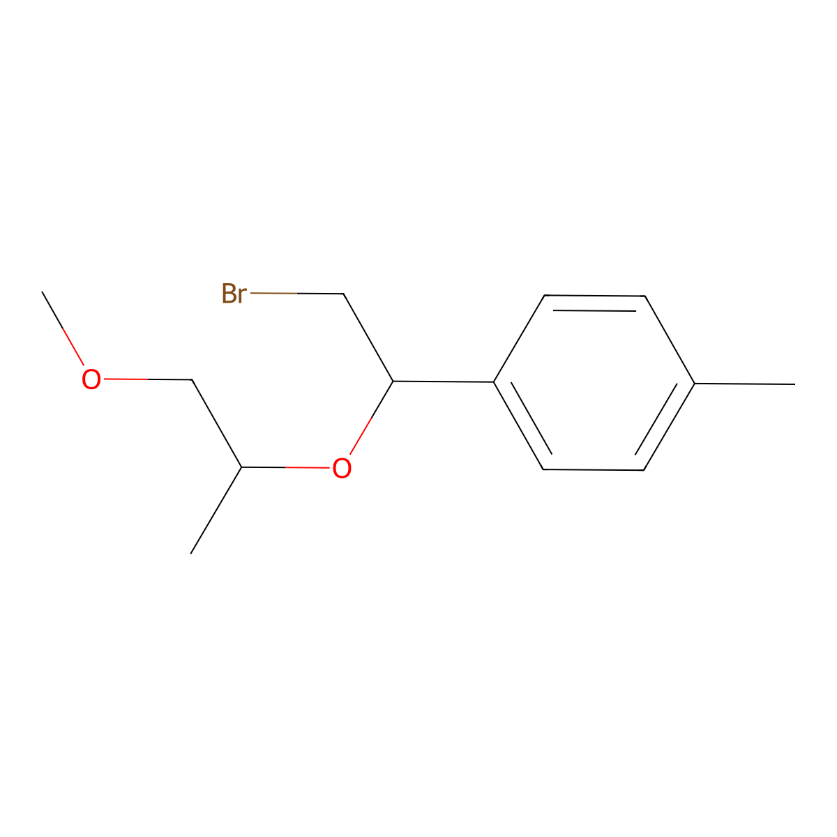 1-(2-Bromo-1-((1-methoxypropan-2-yl)oxy)ethyl)-4-methylbenzene molecular structure, CAS 1339321-65-1