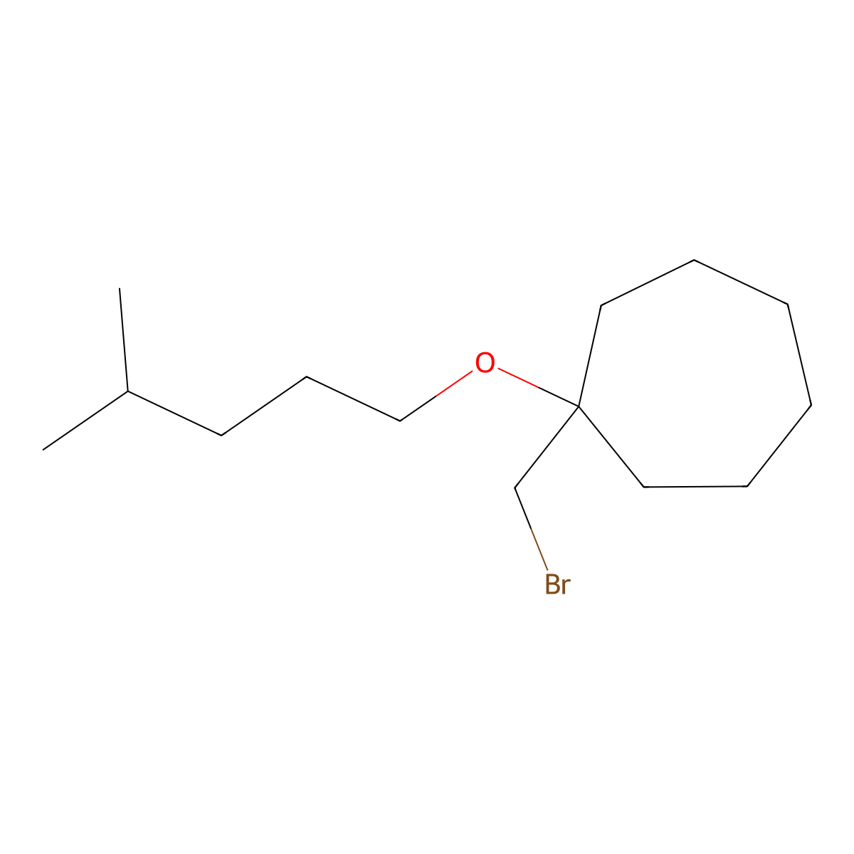 1-(Bromomethyl)-1-((4-methylpentyl)oxy)cycloheptane molecular structure, CAS 1339322-82-5