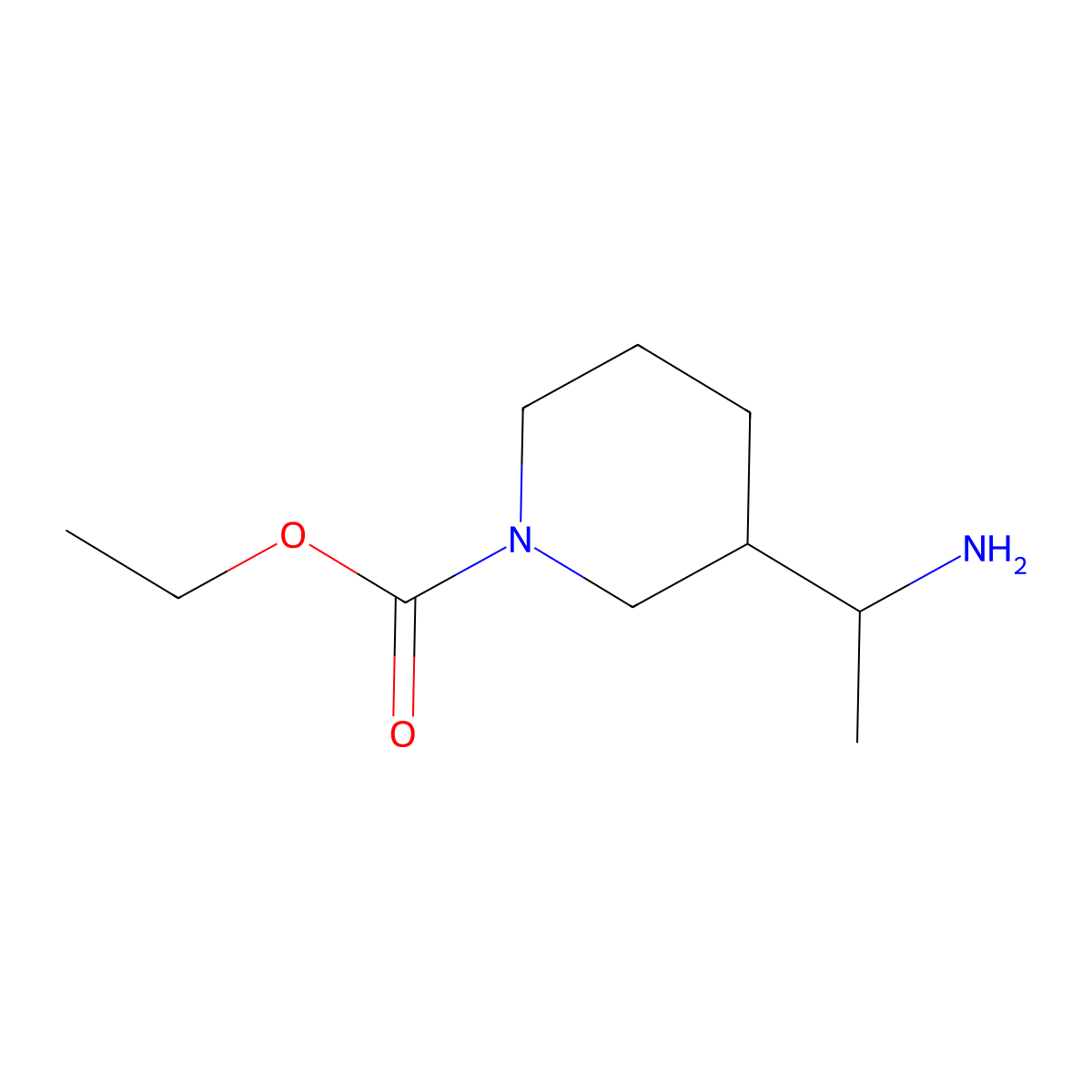 Ethyl 3-(1-aminoethyl)piperidine-1-carboxylate molecular structure, CAS 1339324-47-8
