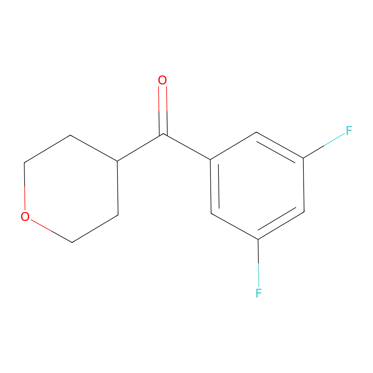 (3,5-Difluorophenyl)(tetrahydro-2H-pyran-4-yl)methanone molecular structure, CAS 1339325-78-8