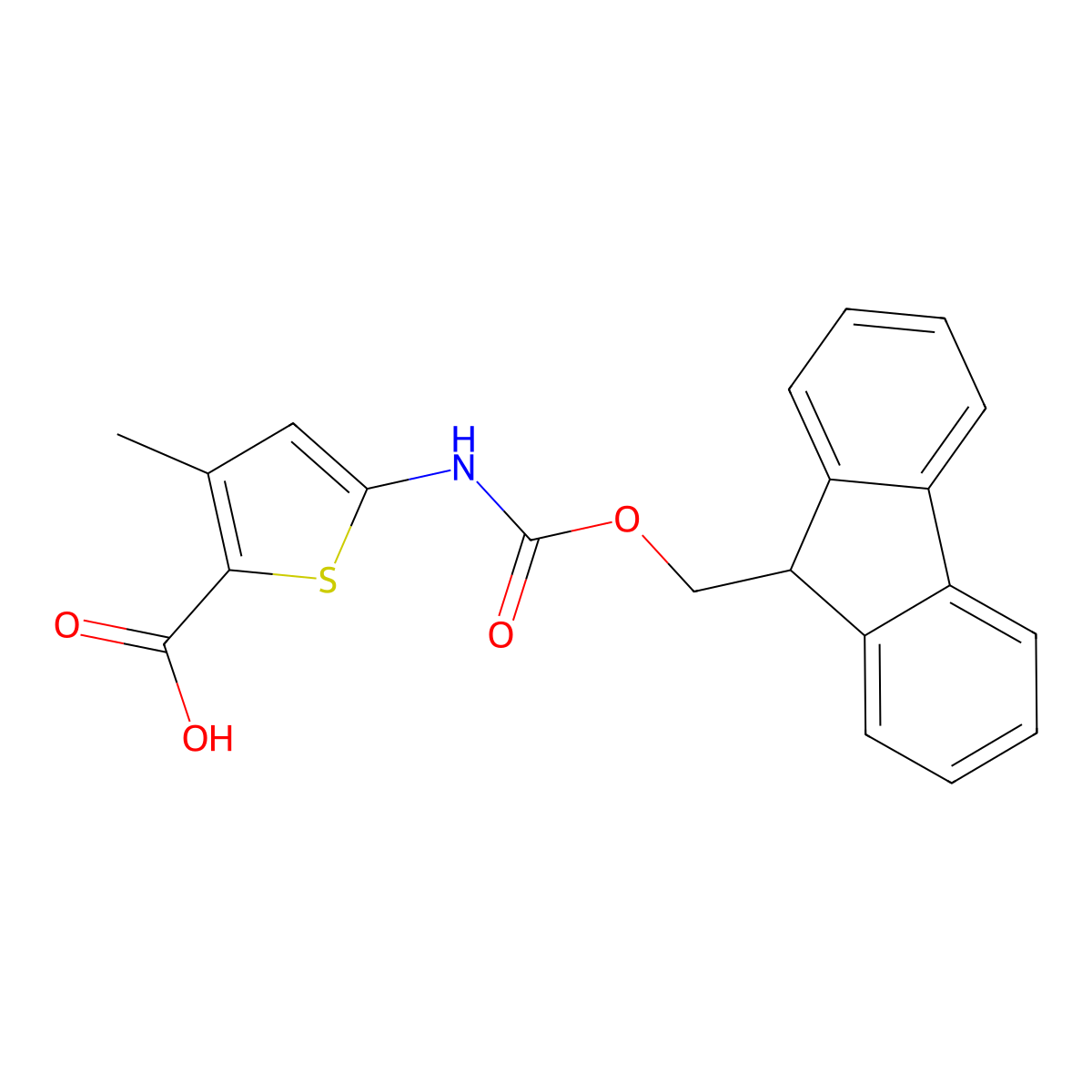 5-((((9h-Fluoren-9-yl)methoxy)carbonyl)amino)-3-methylthiophene-2-carboxylic acid molecular structure, CAS 1339327-19-3