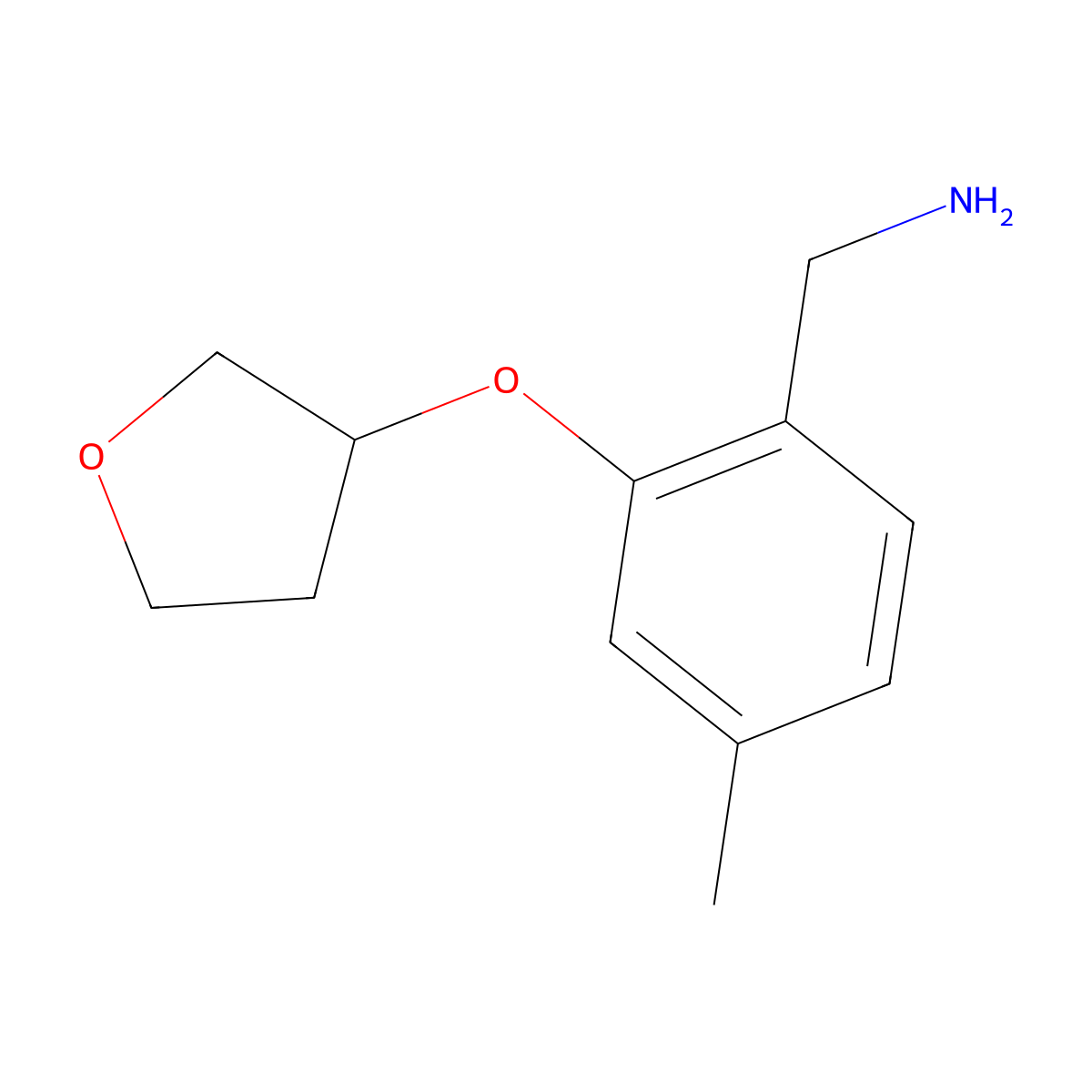 [4-Methyl-2-(oxolan-3-yloxy)phenyl]methanamine molecular structure, CAS 1339328-13-0