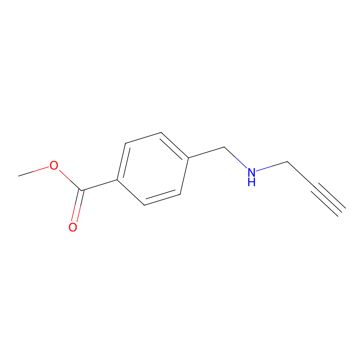 Methyl 4-{[(prop-2-yn-1-yl)amino]methyl}benzoate molecular structure, CAS 133933-33-2