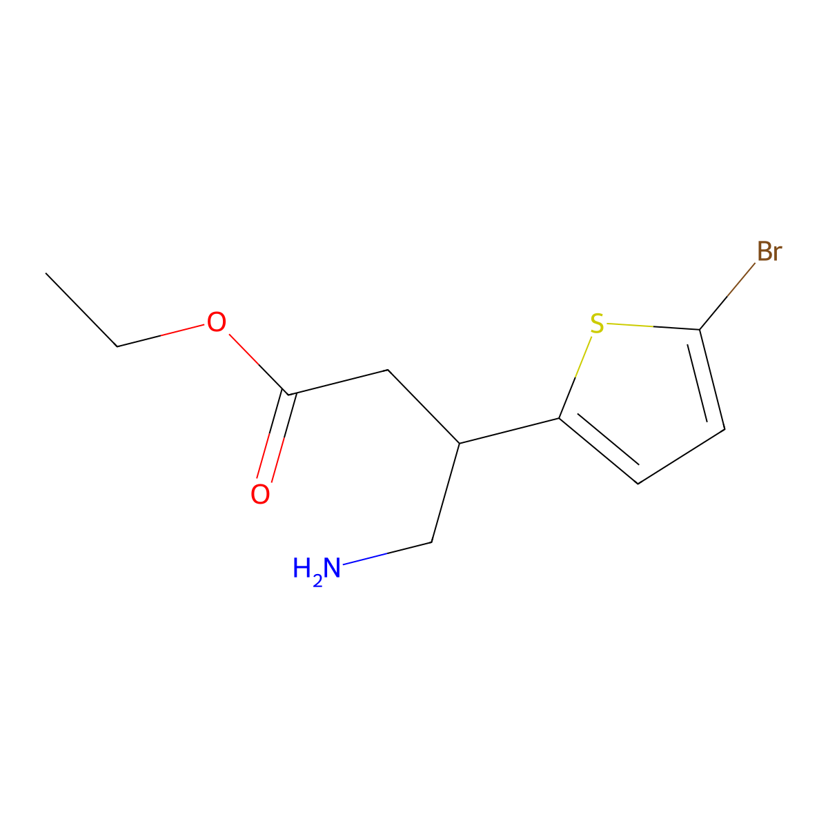 Ethyl 4-amino-3-(5-bromothiophen-2-yl)butanoate molecular structure, CAS 133933-59-2