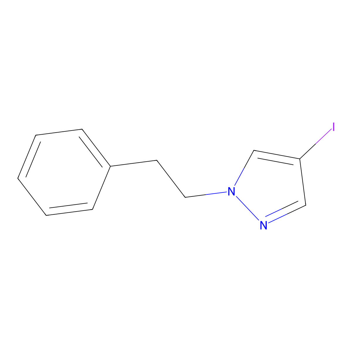 4-iodo-1-(2-phenylethyl)-1H-pyrazole molecular structure, CAS 1339330-52-7