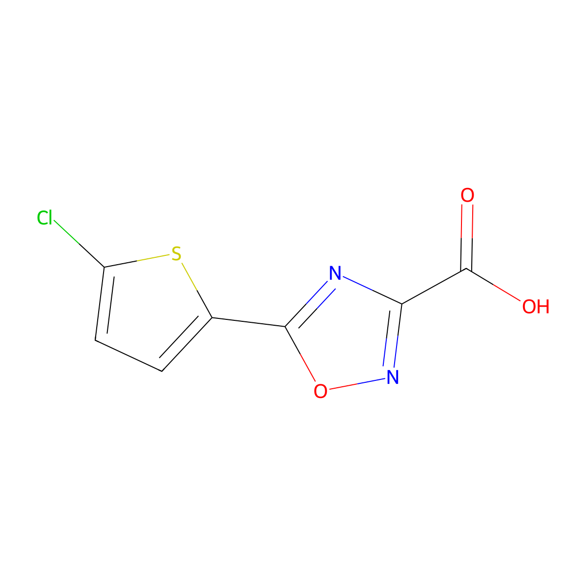 5-(5-Chlorothiophen-2-yl)-1,2,4-oxadiazole-3-carboxylic acid molecular structure, CAS 1339333-33-3