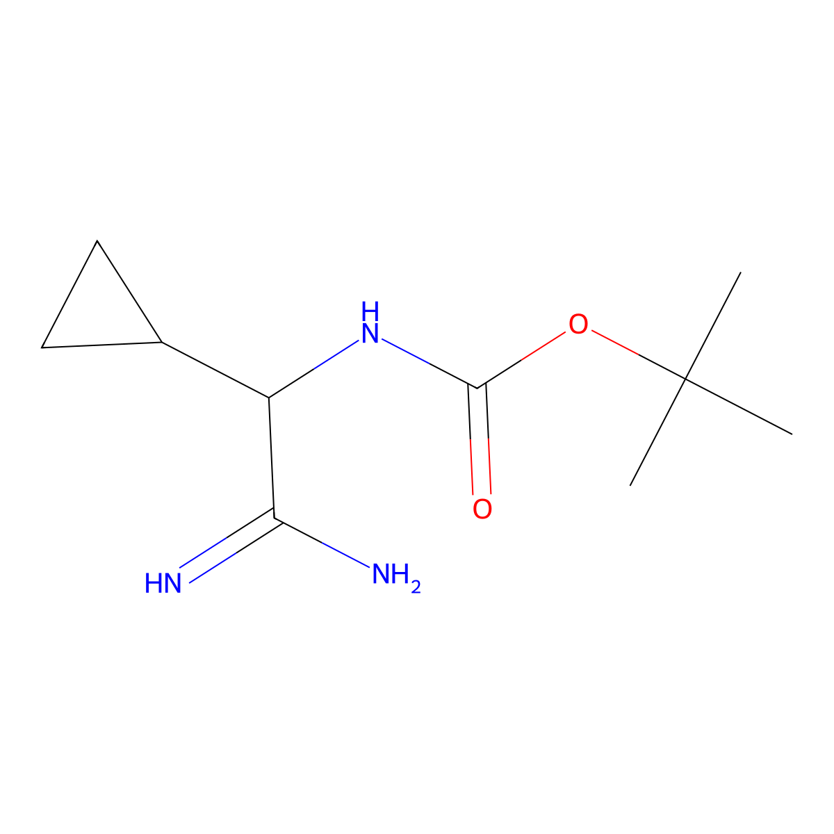 tert-butyl N-[carbamimidoyl(cyclopropyl)methyl]carbamate molecular structure, CAS 1339334-16-5
