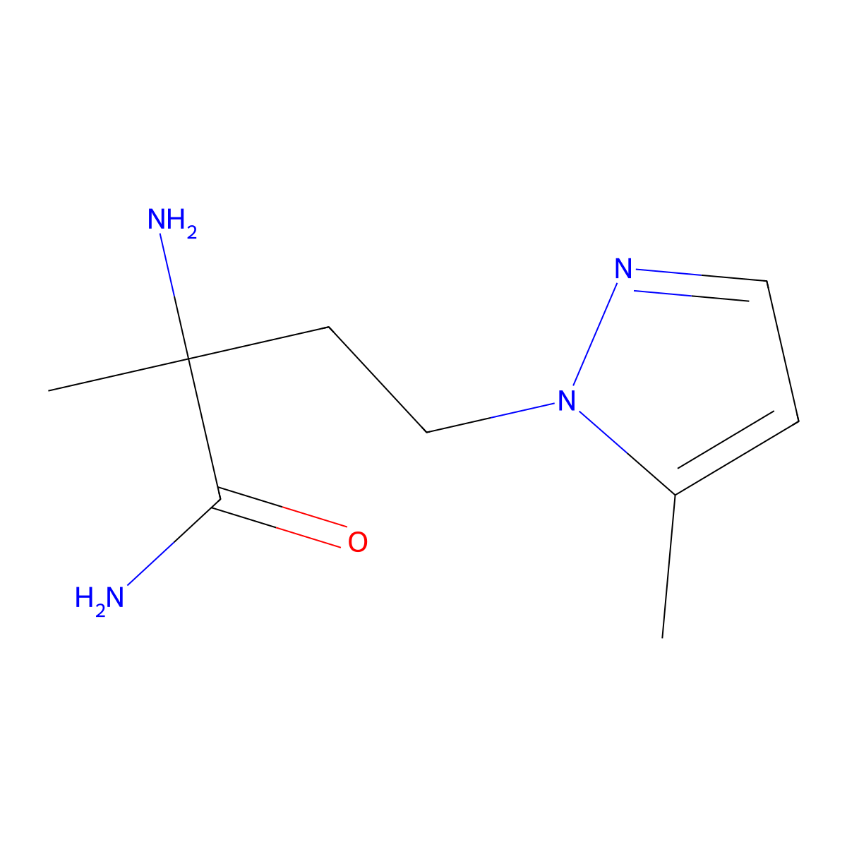 2-Amino-2-methyl-4-(5-methyl-1h-pyrazol-1-yl)butanamide molecular structure, CAS 1339334-44-9