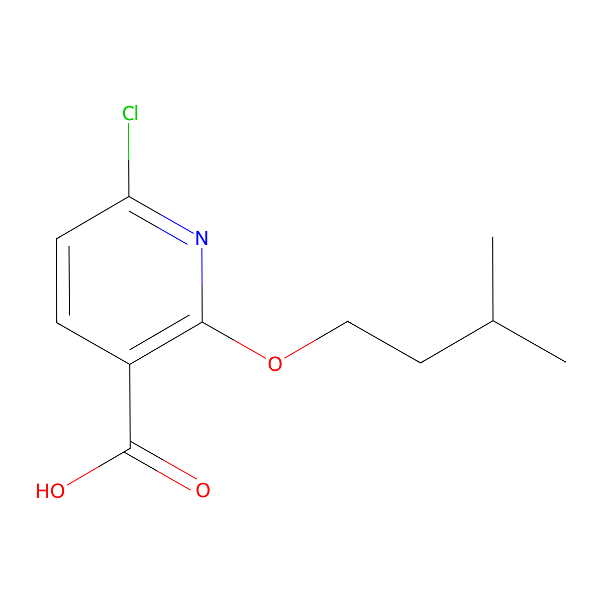 6-Chloro-2-(isopentyloxy)nicotinic acid molecular structure, CAS 1339335-83-9