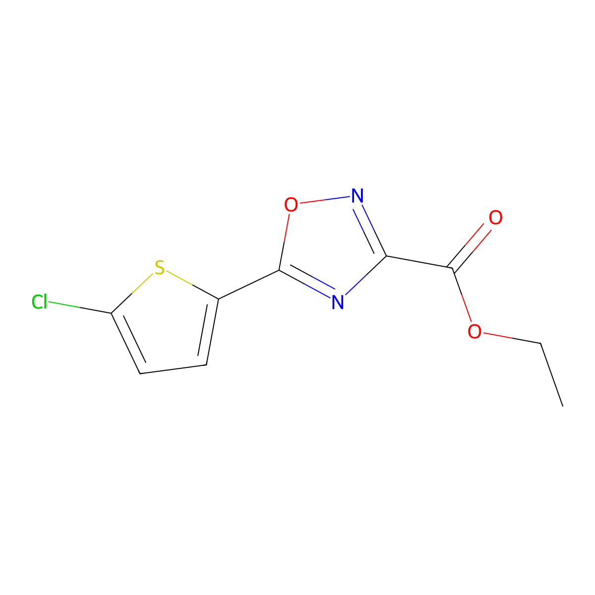 Ethyl 5-(5-chlorothiophen-2-yl)-1,2,4-oxadiazole-3-carboxylate molecular structure, CAS 1339341-49-9