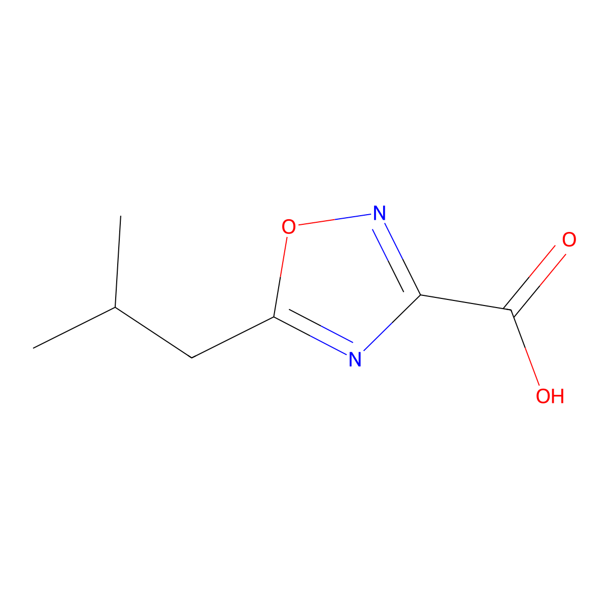 5-Isobutyl-1,2,4-oxadiazole-3-carboxylic acid molecular structure, CAS 1339344-25-0