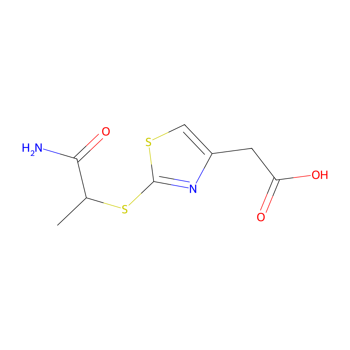 2-{2-[(1-Carbamoylethyl)sulfanyl]-1,3-thiazol-4-yl}acetic acid molecular structure, CAS 1339344-80-7