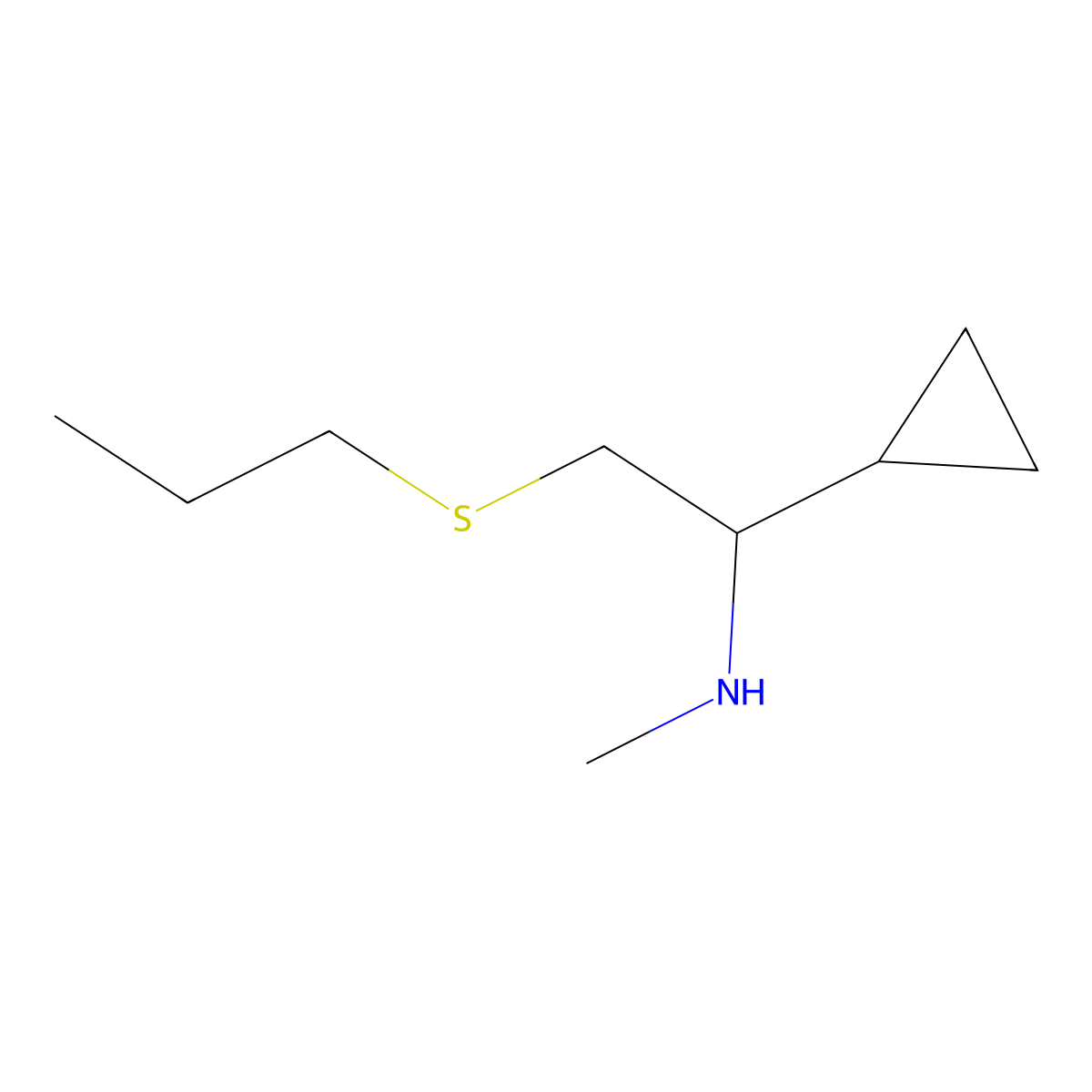 [1-Cyclopropyl-2-(propylthio)ethyl]methylamine molecular structure, CAS 1339355-69-9