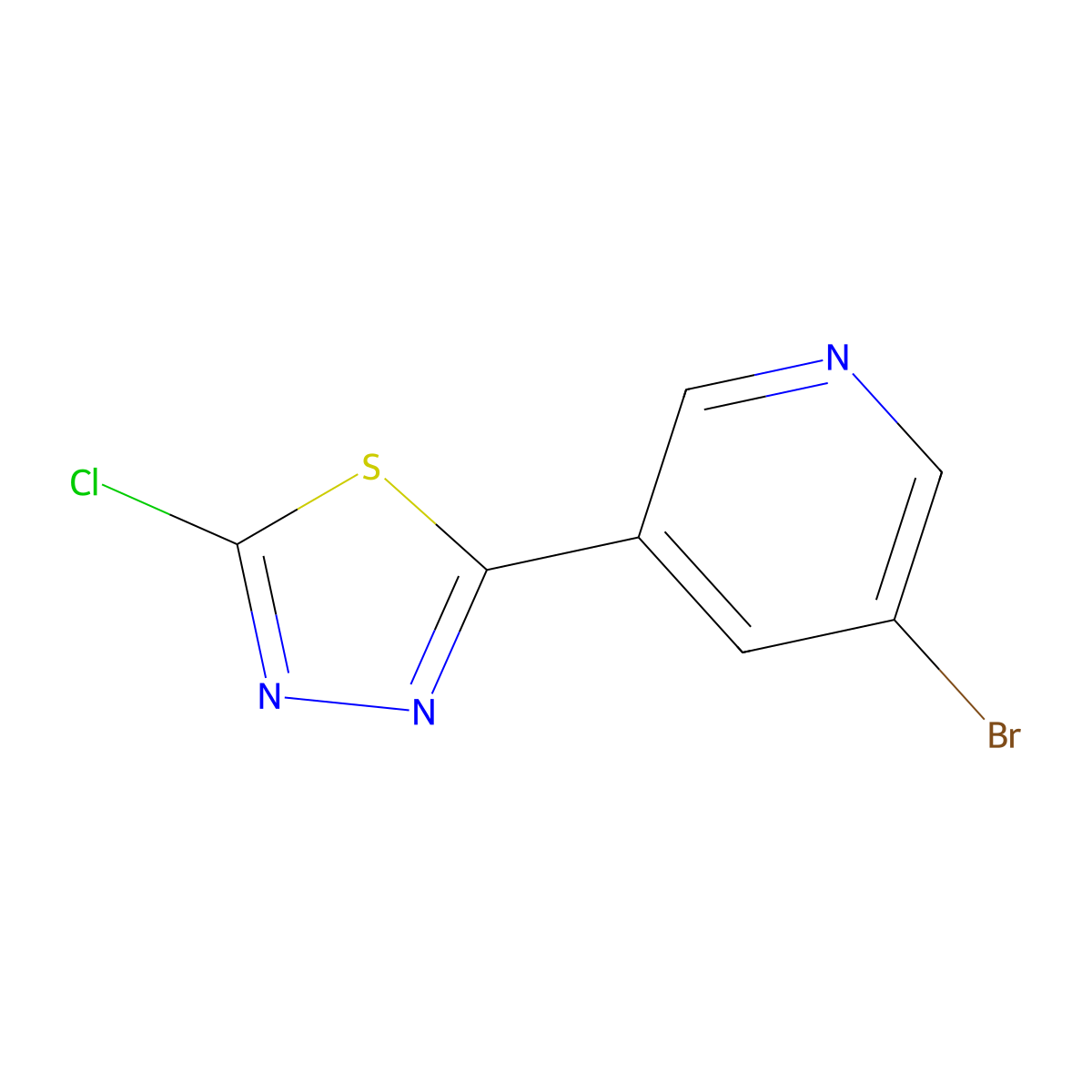 3-Bromo-5-(5-chloro-1,3,4-thiadiazol-2-yl)pyridine molecular structure, CAS 1339361-14-6