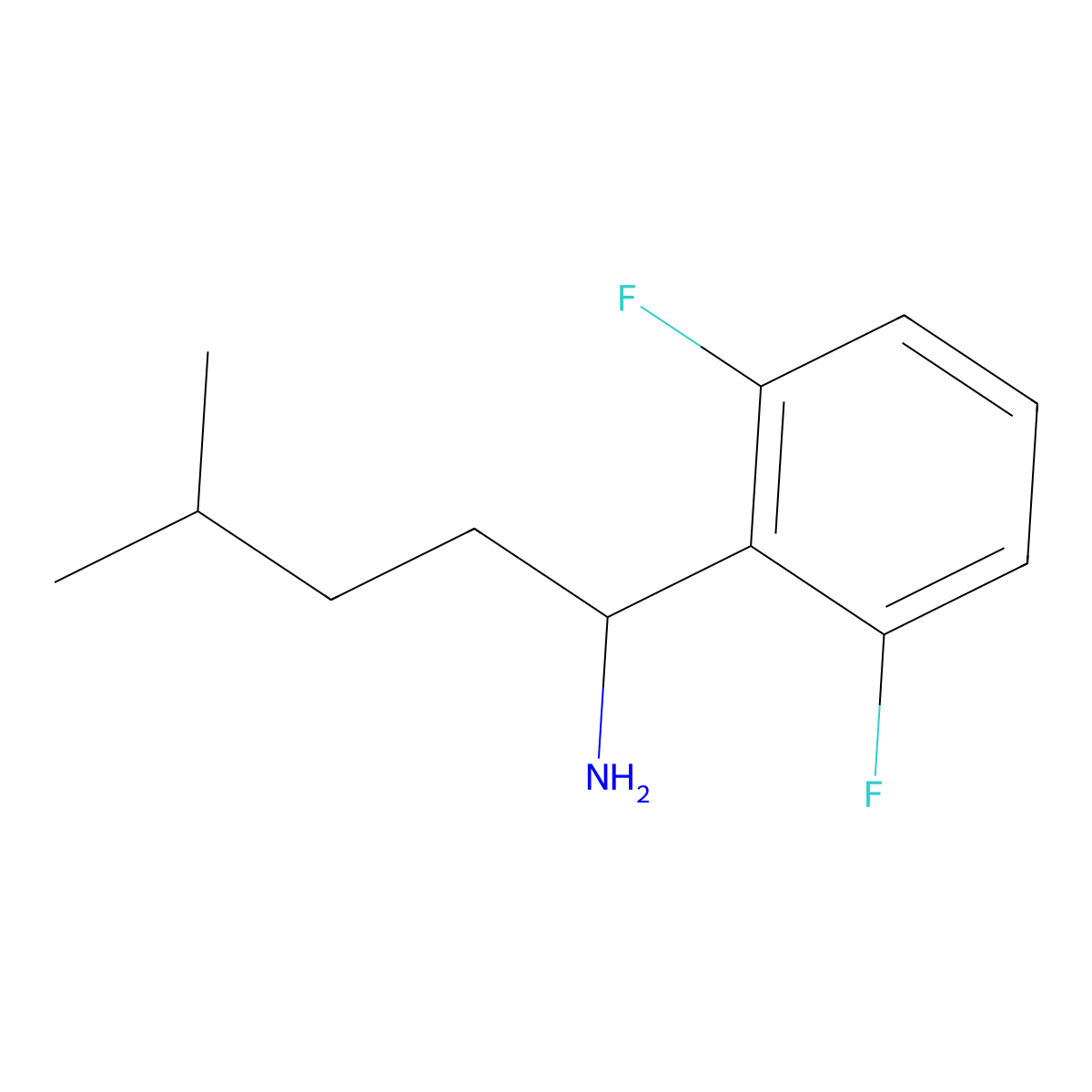 1-(2,6-Difluorophenyl)-4-methylpentan-1-amine molecular structure, CAS 1339361-83-9