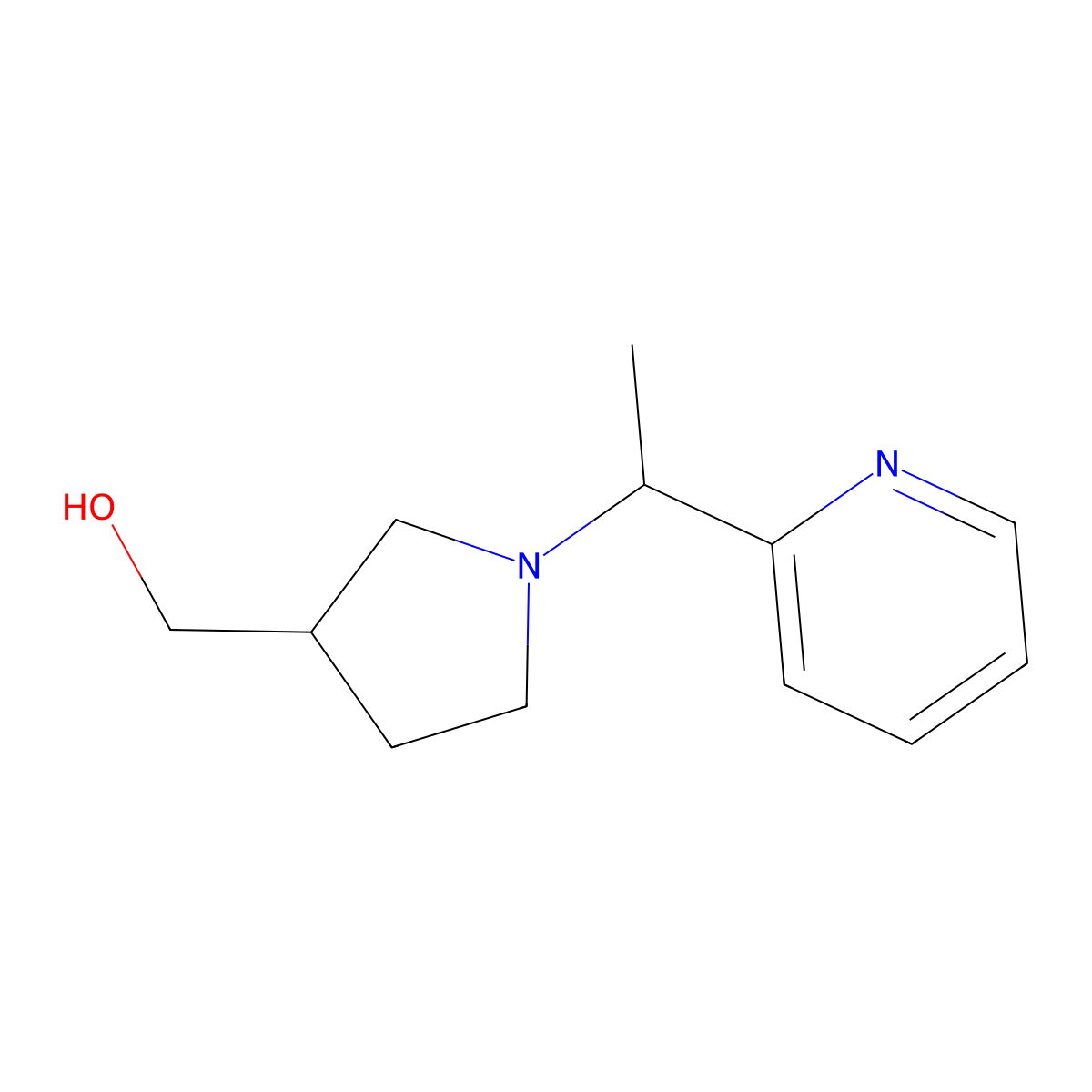 (1-(1-(Pyridin-2-yl)ethyl)pyrrolidin-3-yl)methanol molecular structure, CAS 1339362-05-8