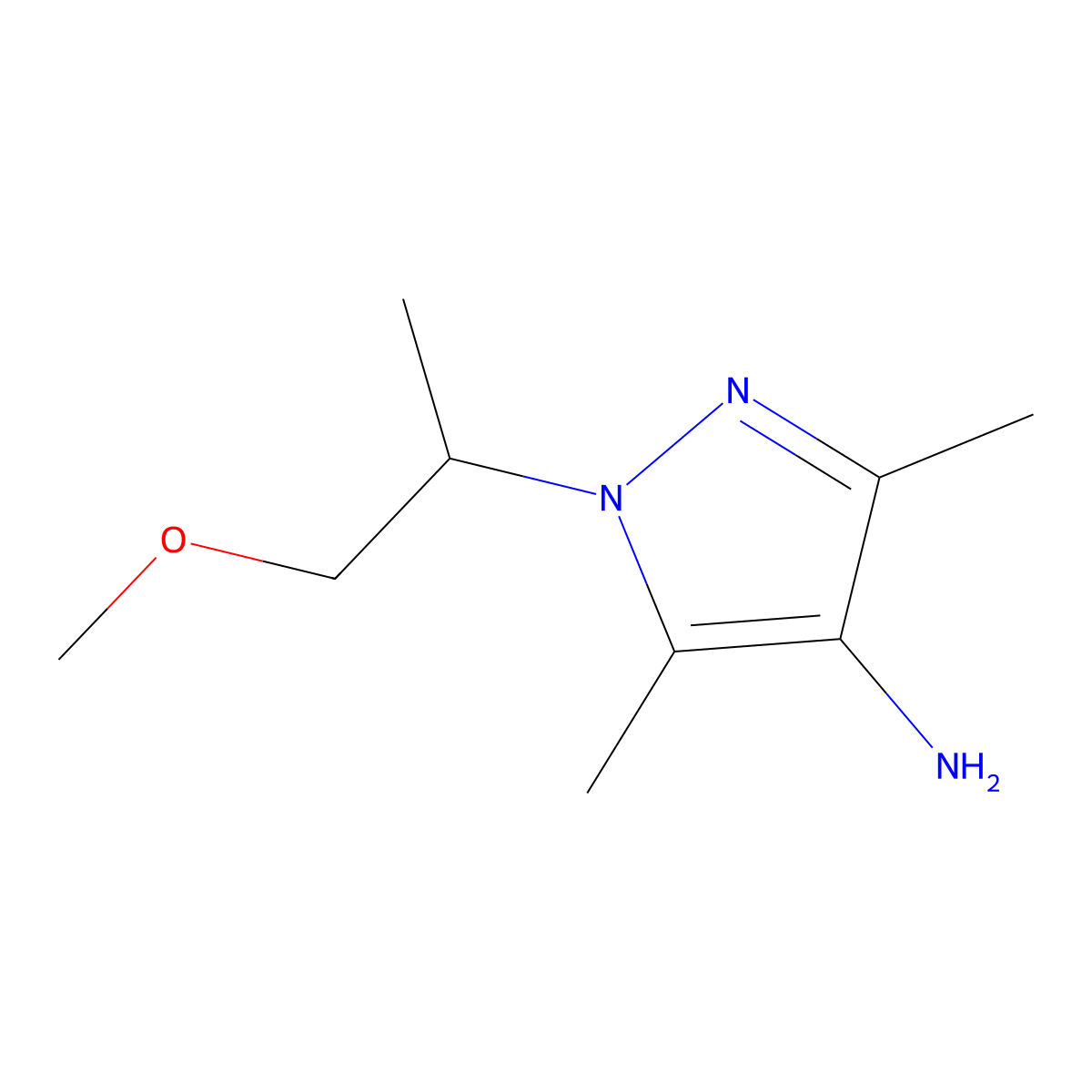 1-(1-methoxypropan-2-yl)-3,5-dimethyl-1H-pyrazol-4-amine molecular structure, CAS 1339362-22-9