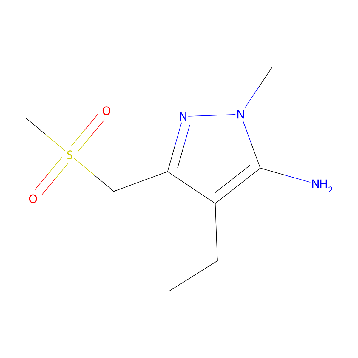 4-ethyl-3-(methanesulfonylmethyl)-1-methyl-1H-pyrazol-5-amine molecular structure, CAS 1339362-77-4