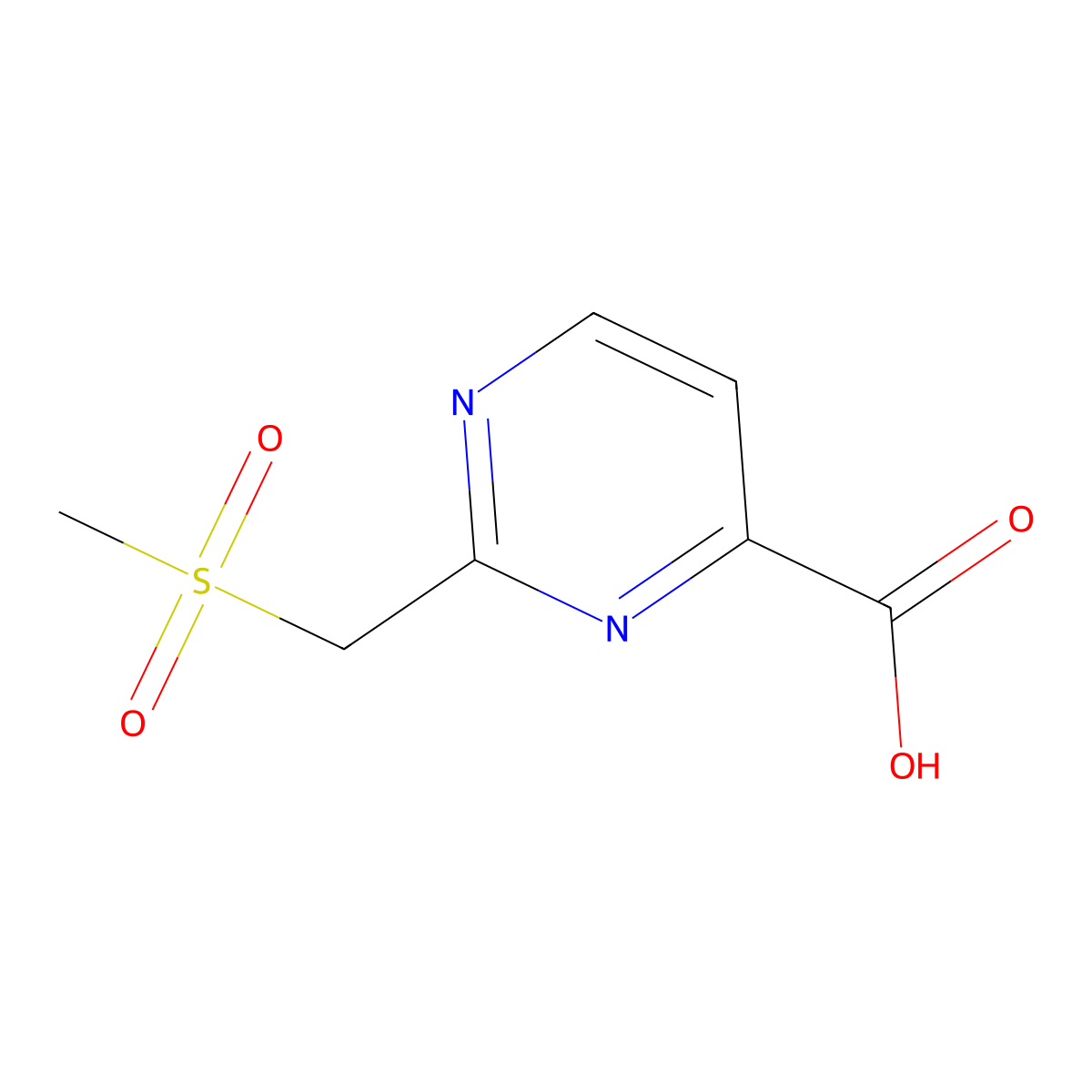 2-(Methanesulfonylmethyl)pyrimidine-4-carboxylic acid molecular structure, CAS 1339366-29-8