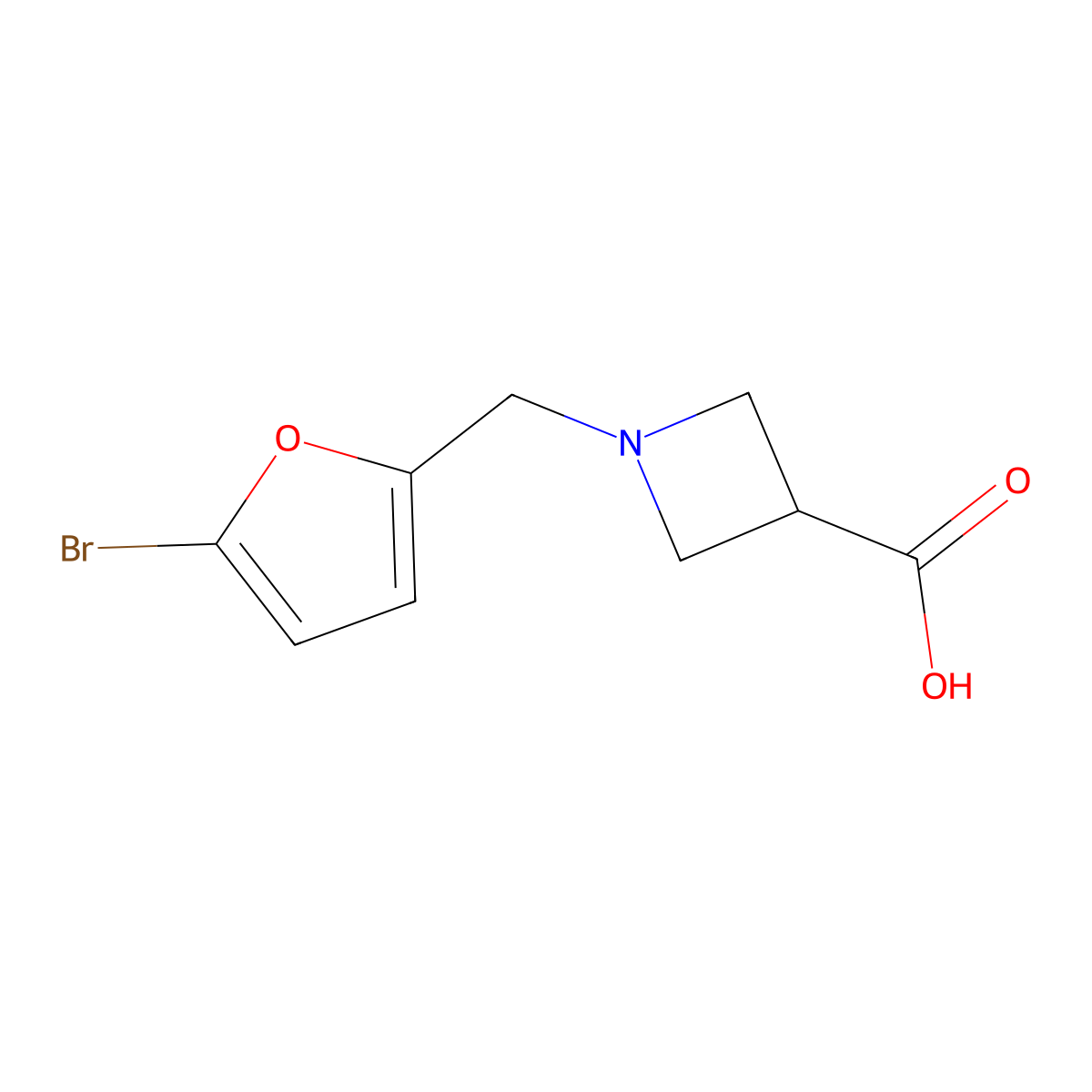 1-[(5-Bromofuran-2-yl)methyl]azetidine-3-carboxylic acid molecular structure, CAS 1339366-50-5