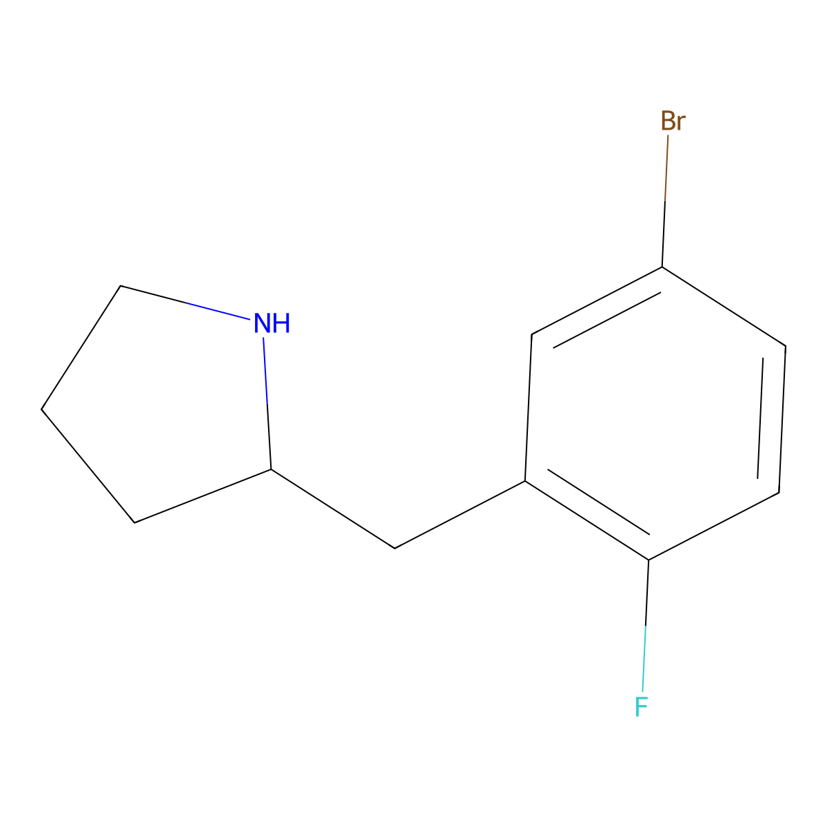 2-(5-Bromo-2-fluorobenzyl)pyrrolidine molecular structure, CAS 1339366-80-1