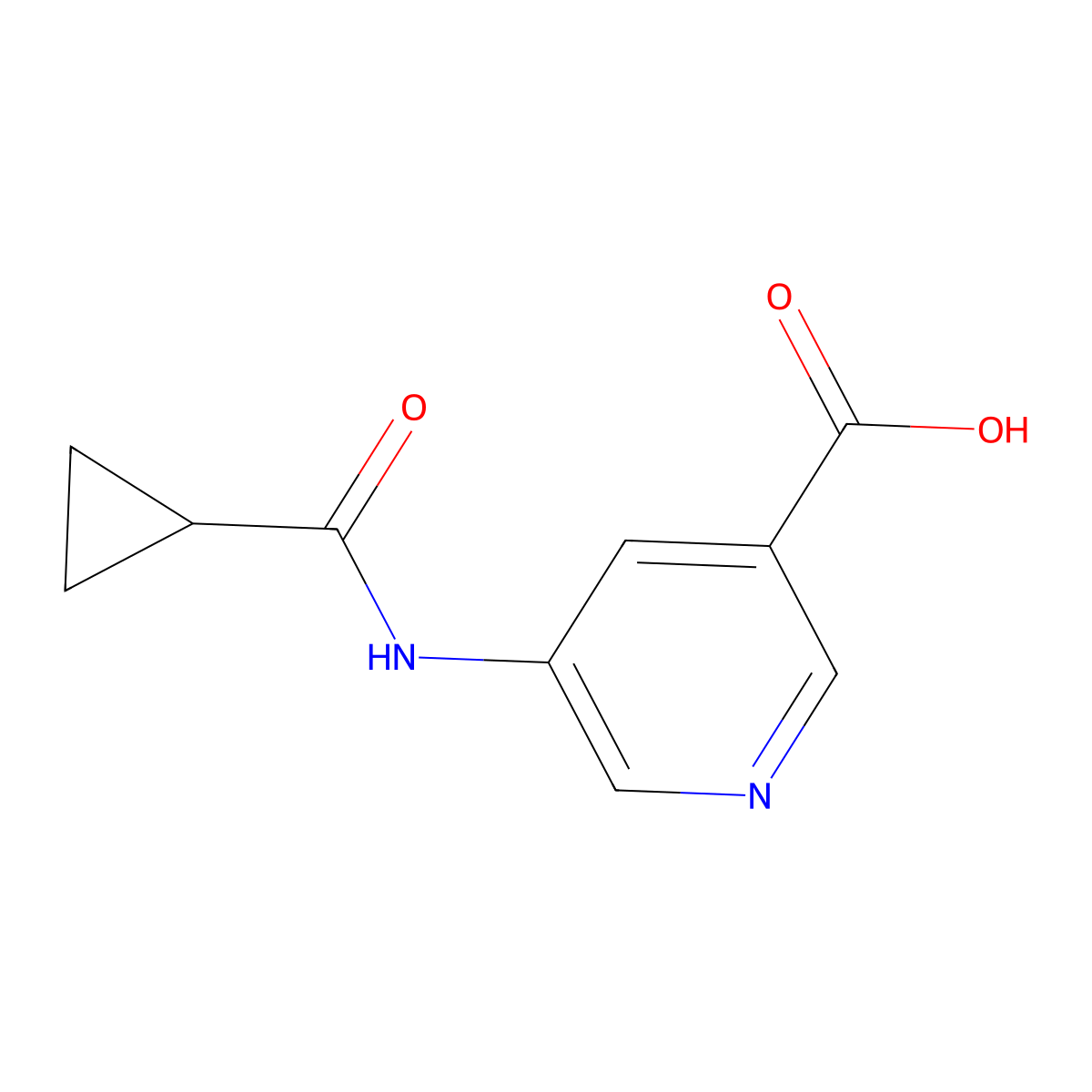 5-Cyclopropaneamidopyridine-3-carboxylic acid molecular structure, CAS 1339367-23-5