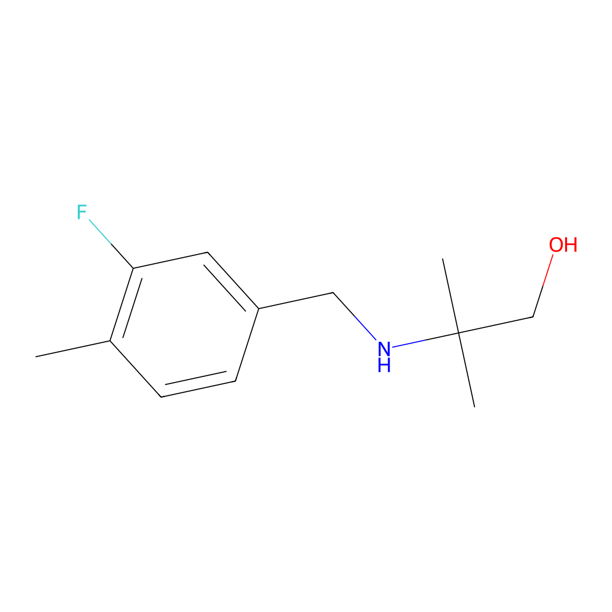 2-{[(3-Fluoro-4-methylphenyl)methyl]amino}-2-methylpropan-1-ol molecular structure, CAS 1339368-49-8