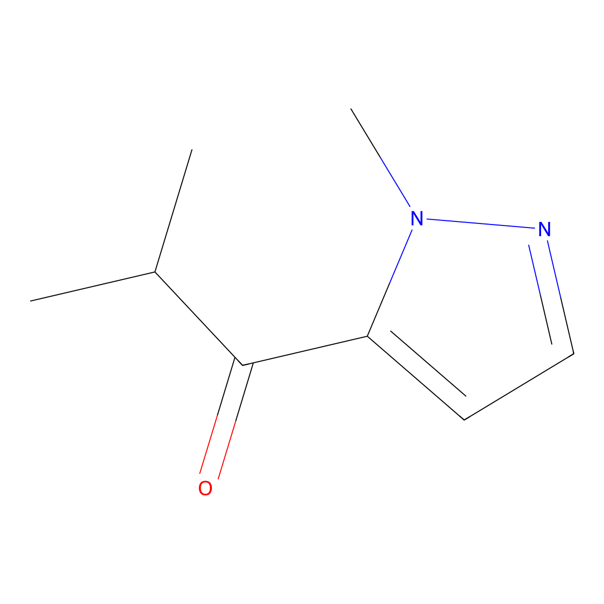 2-methyl-1-(1-methyl-1H-pyrazol-5-yl)propan-1-one molecular structure, CAS 1339370-52-3
